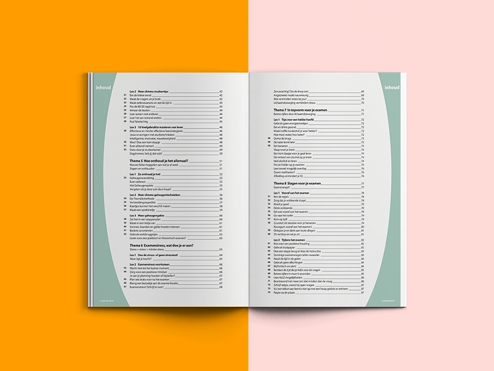 examenboek inhoudsopgave ontwerp door kasia nu